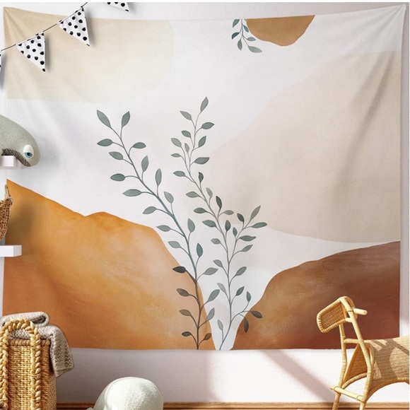 Modern Bohemian Warm Neutral Botanical Tapestry Wall Decor/Bedspread/Yoga Mat - Picture 2 of 5